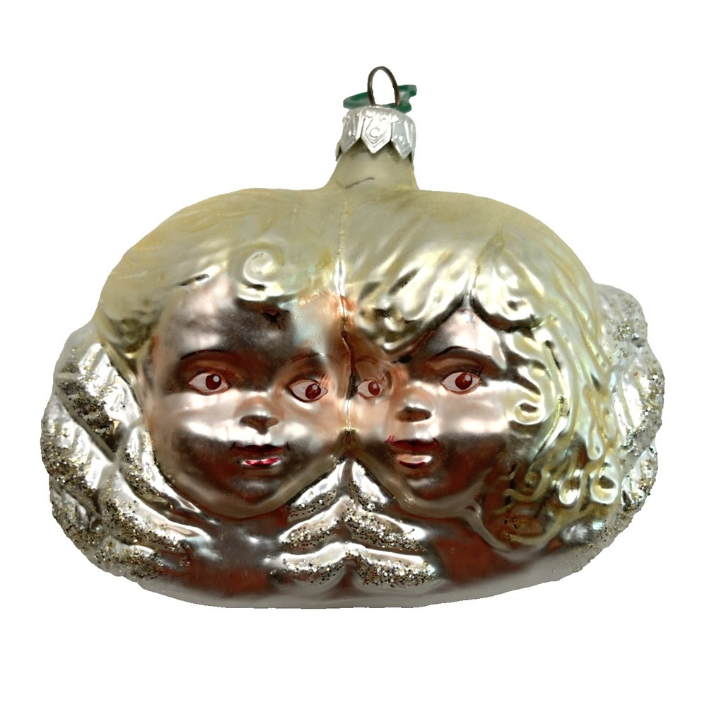 Vtg House‎ of Ivana Trump Christmas Tree Ornament Cupid Angel Glass Poland 90's